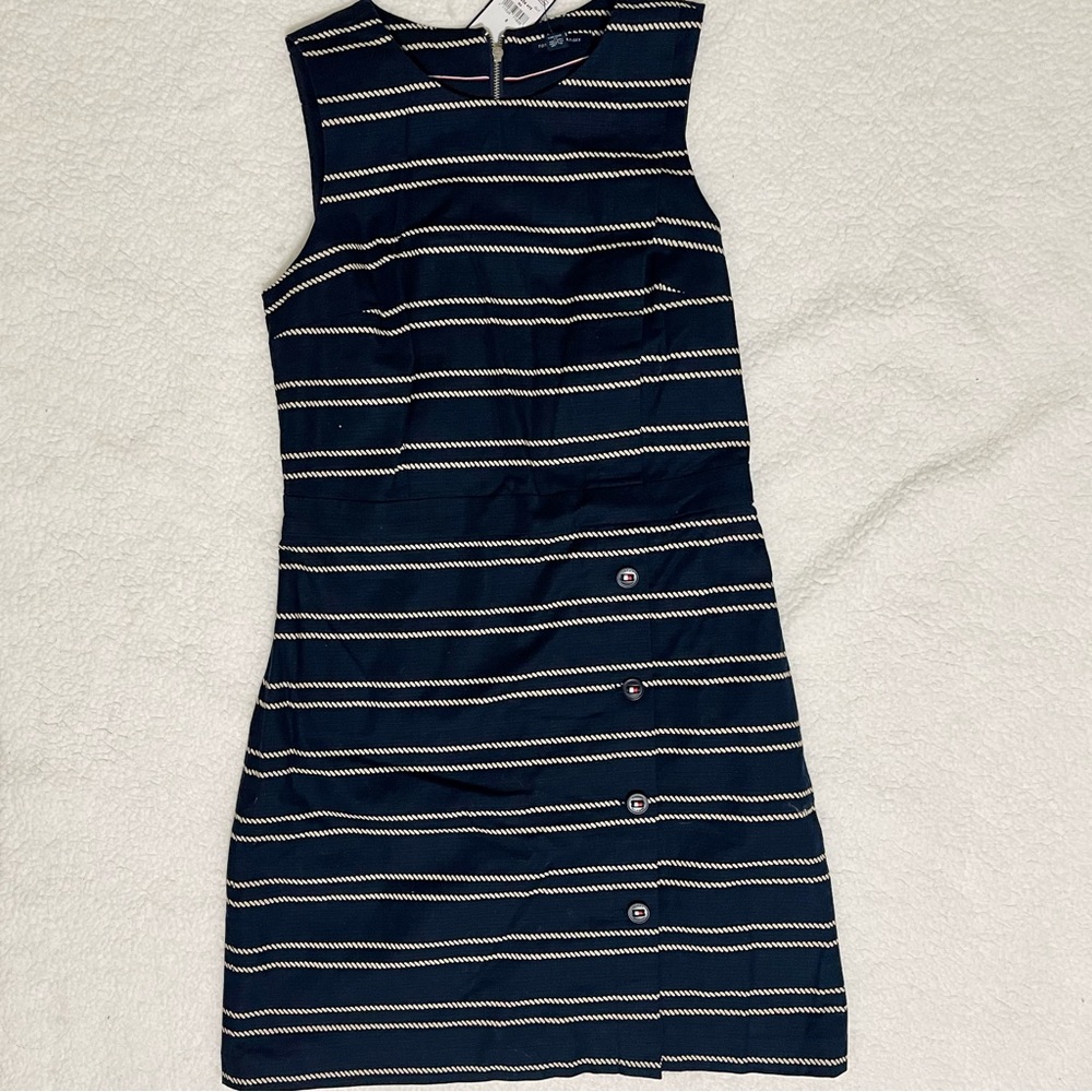 TOMMY HILFIGER SLEEVELESS DRESS, DARK BLUE, SIZE 6, NEW